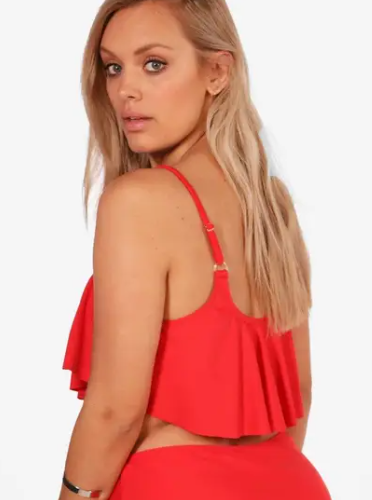 boohoo Plus Crop Frill Bikini Top