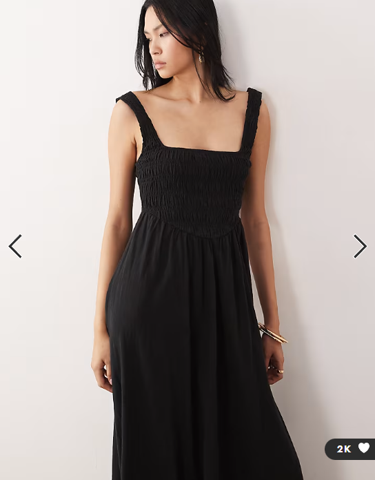 ASOS DESIGN Tall Selina beach shirred maxi dress in black