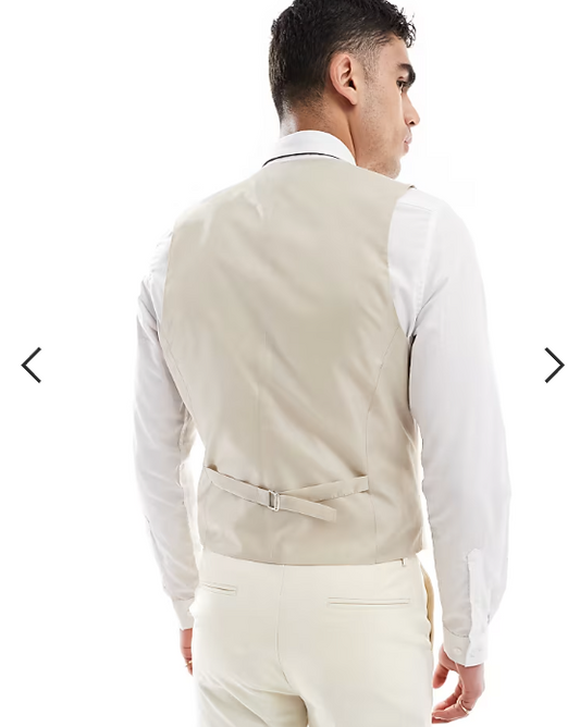 ASOS DESIGN slim suit waistcoat in stone