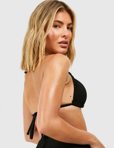 boohoo Textured Triangle Bikini Top