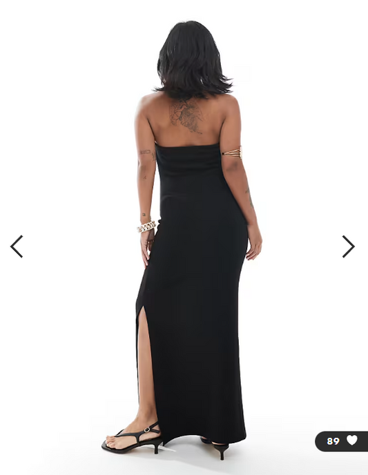 4th & Reckless Petite exclusive knot detail halterneck maxi dress in black