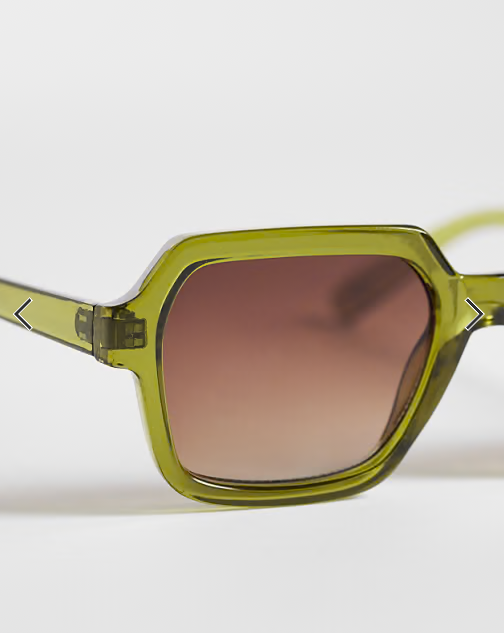 Reclaimed Vintage unisex square sunglasses with dark brown lens in green