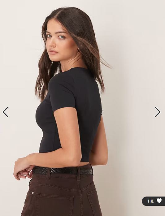 ASOS DESIGN fitted crop t-shirt in black