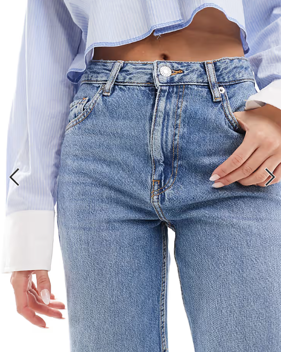 Mango Danila raw hem straight leg jeans in light blue