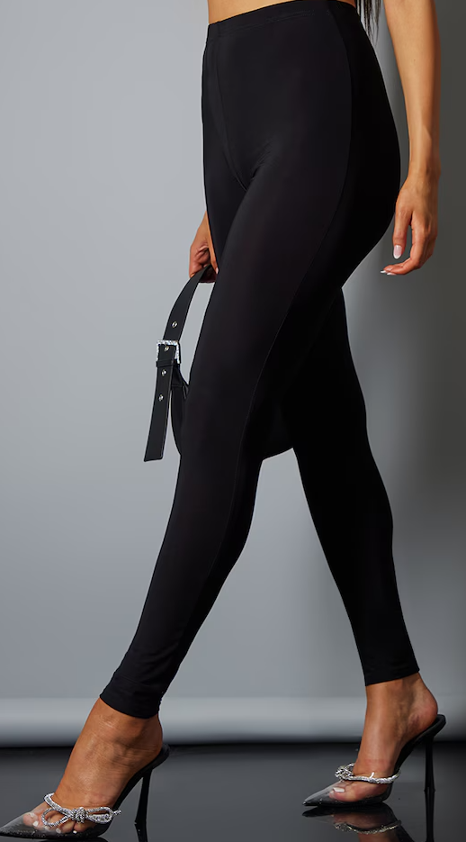Black Slinky High Waist Skinny Leggings