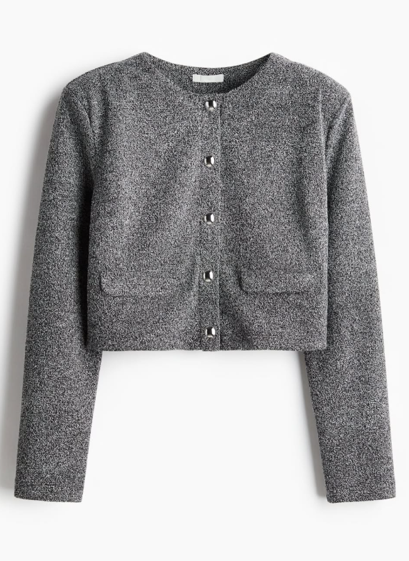 H&M - SHOULDER-PAD CARDIGAN- Hrey