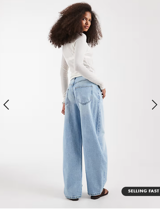 ASOS DESIGN high waisted barrel leg jeans in lightwash