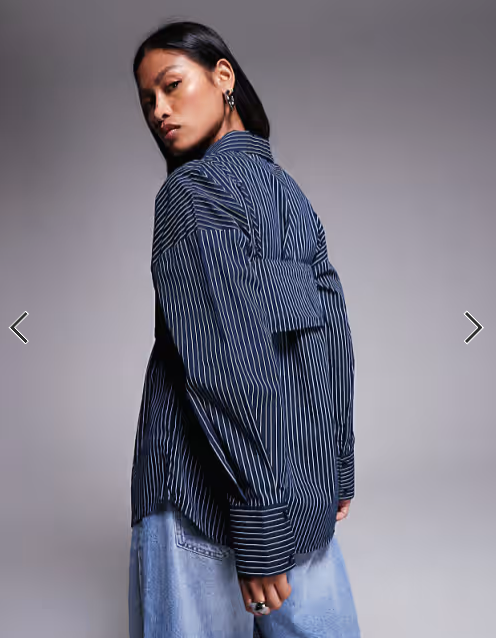 ASOS DESIGN oversized shirt with overlay cami in stripe