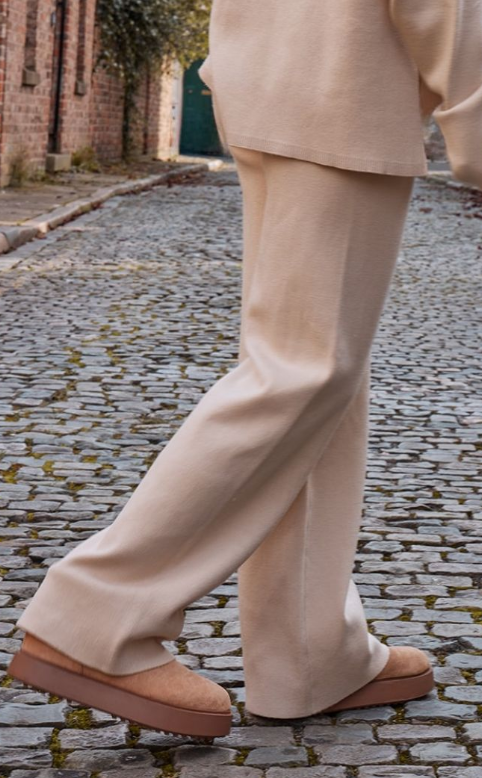 Plt - Oatmeal Knit Straight Leg Trousers