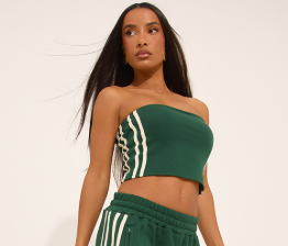 Bandeau Contrast Stripe Detail Top In Forest Green