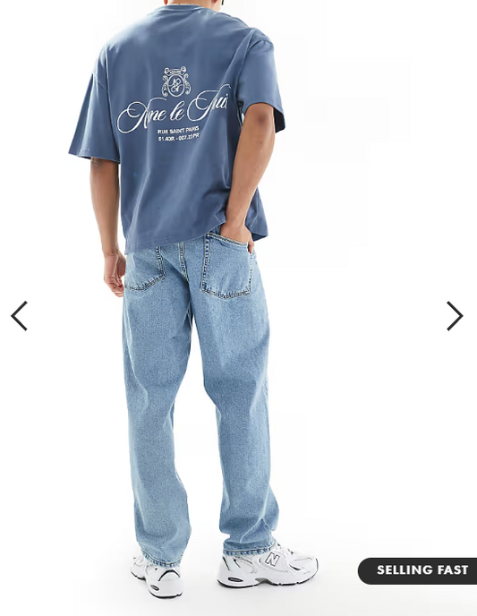 ASOS DESIGN baggy jeans in mid wash blue