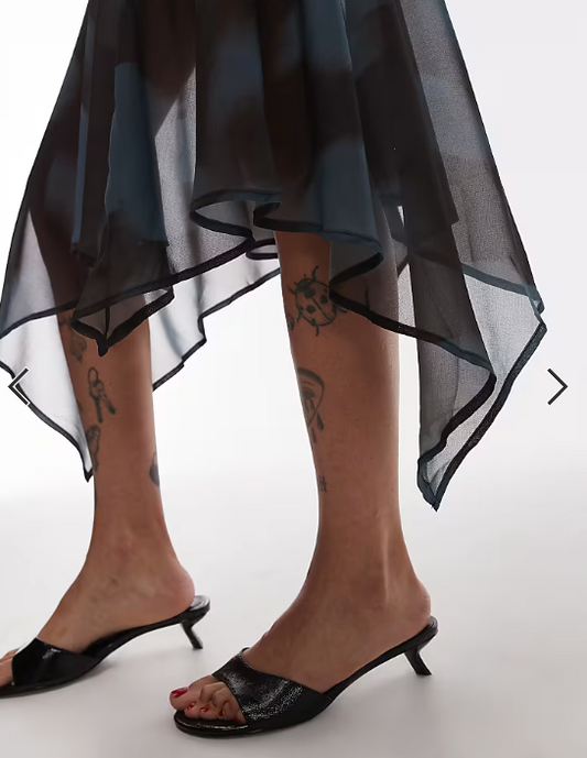 ASOS DESIGN dropped waist midi skirt in blurred print