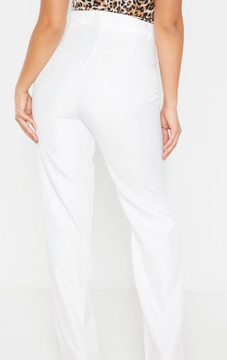 Petite White High Waist Straight Leg Trousers