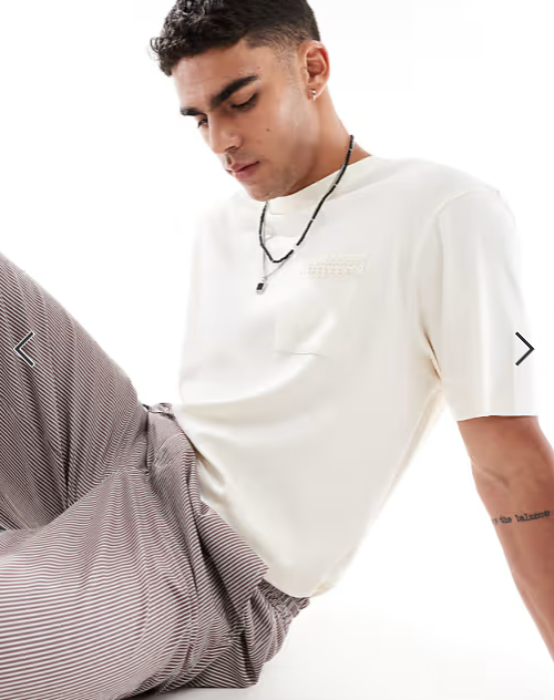 Threadbare relaxed fit t-shirt with pocket detail in ecru