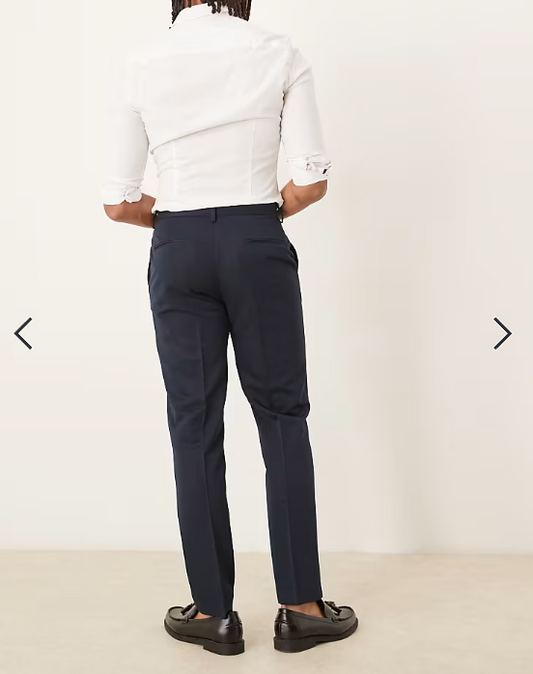 ASOS DESIGN tailored slim fit trousers in navy