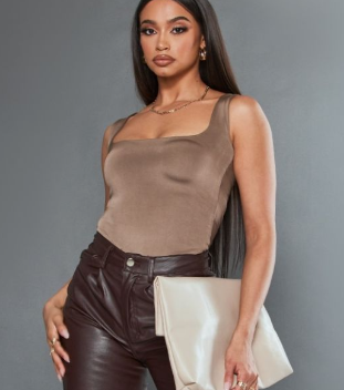 Espresso Slinky Scoop Neck Bodysuit