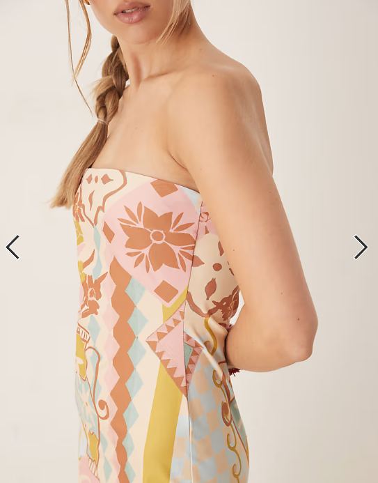 ASOS DESIGN bandeau midi dress in tapestry print