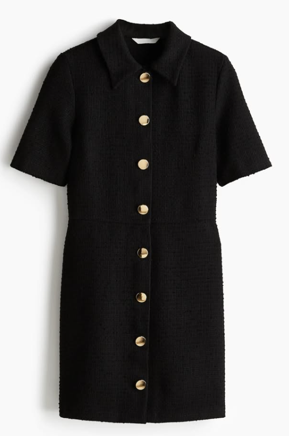 H&M - BUTTON FRONT BOUCLE DRESS