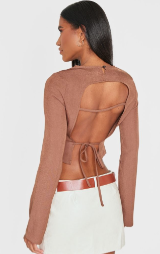 Chocolate Premium Woven Backless Long Top