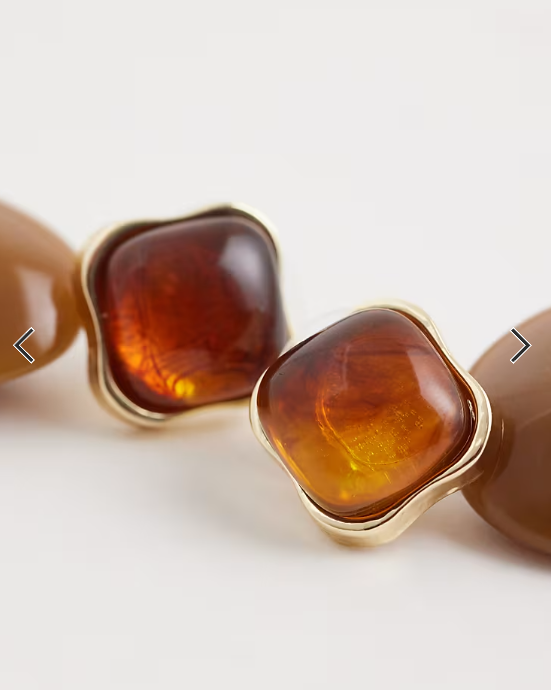 DesignB London resin stone drop stud earrings in dark brown
