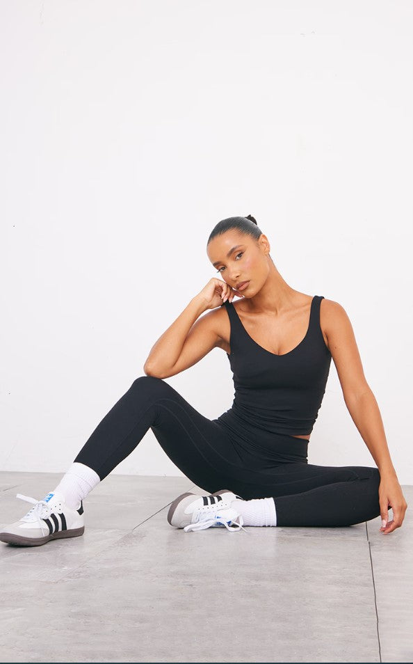 Black Sculpt Longline Padded Sports Bra