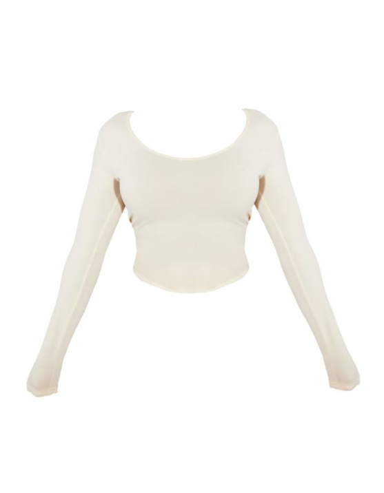 Shape Cream Stretch Seamless Long Sleeve Longline Top