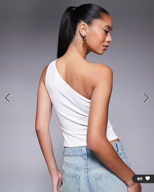 ASOS DESIGN double layer one shoulder top with strap detail in white
