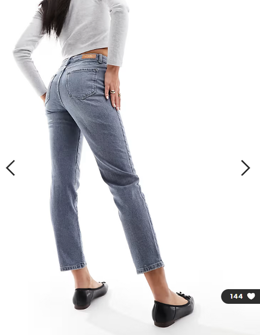 ONLY Emily high wasited straight leg jean with stretch in grey blue wash