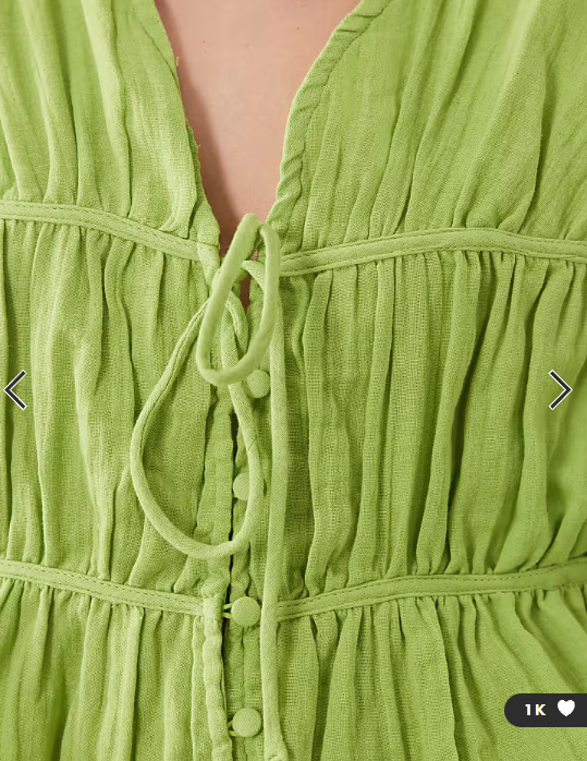 ASOS DESIGN long sleeve smock top with button front in green
