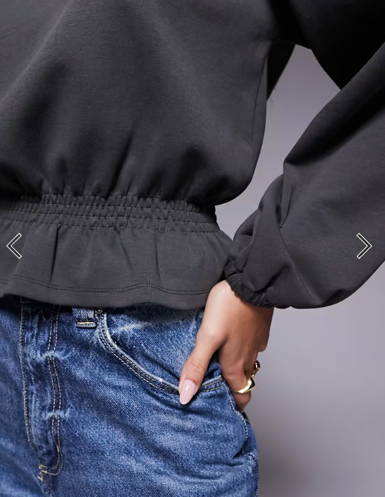 ASOS DESIGN interlock hoodie with cinched waist in charcoal