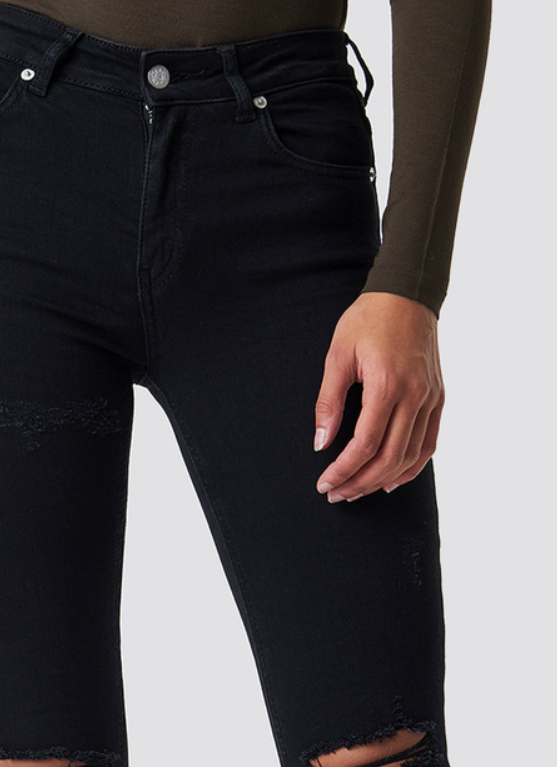 Skinny Mid Waist Destroyed Jeans