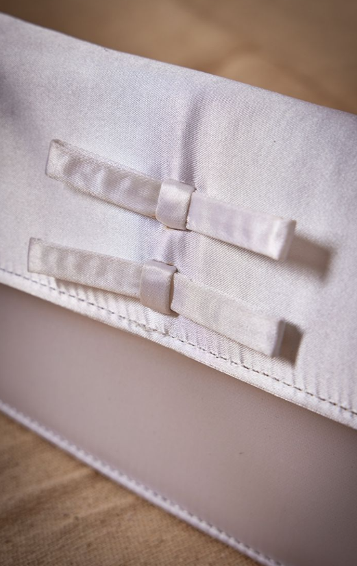 Plt - White Satin Bow Trapeze Shoulder Bag