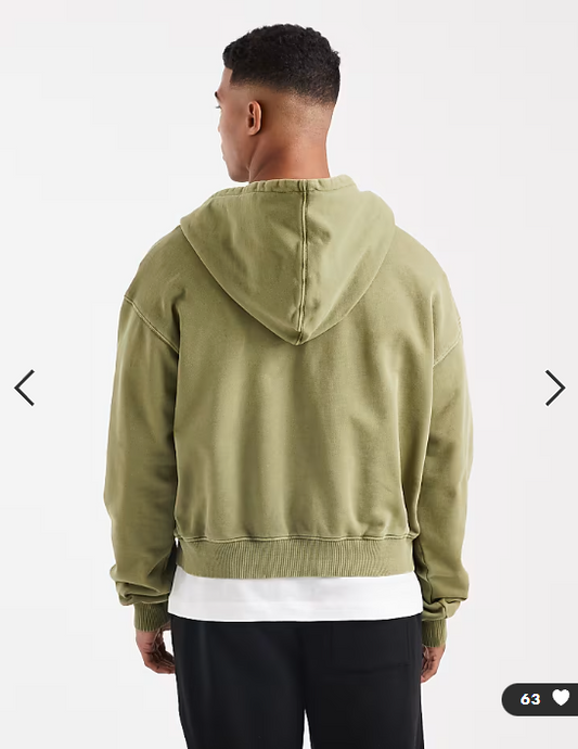 Asos - Cotton On Cropped zip up hoodie in green