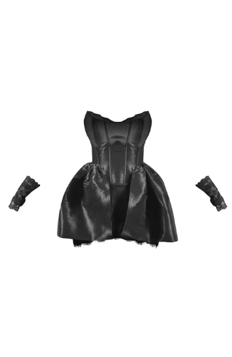 Black Sexy lace bridal halloween Costume 3 Piece Set