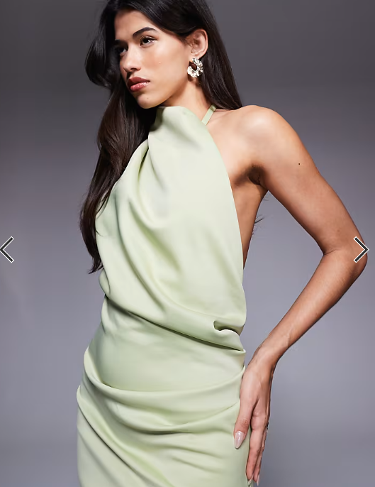 Asos - one shoulder midi dress in sage scuba