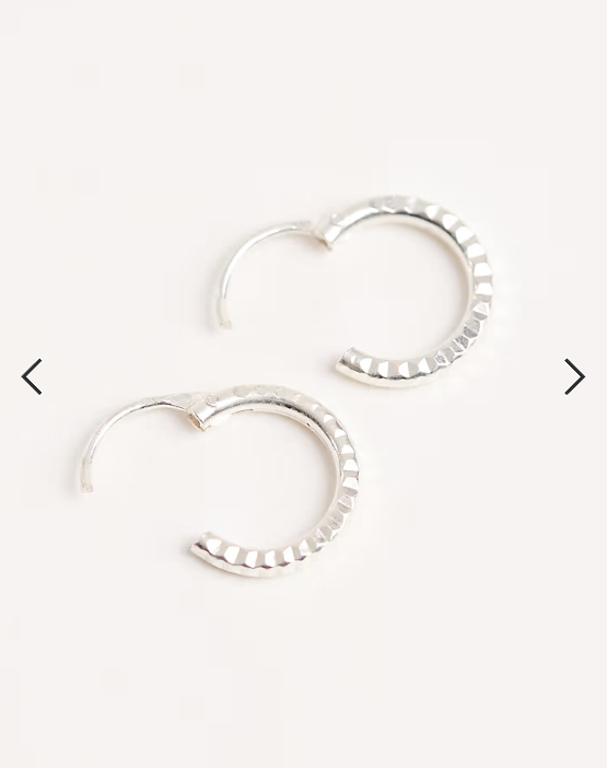 Kingsley Ryan 10mm ridged hoop earrings in silver