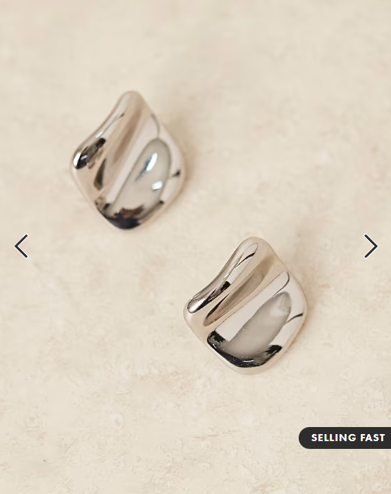 ASOS DESIGN stud earrings with abstract design in silver tone