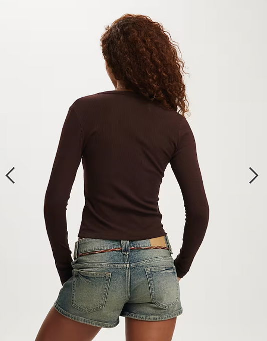 Cotton On Ryan henley long sleeve in brown