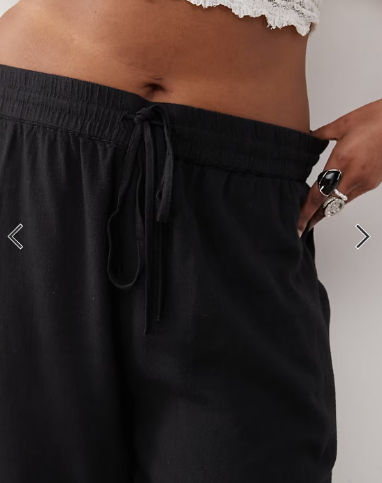 Noisy May Curve loose fit linen mix pants in black