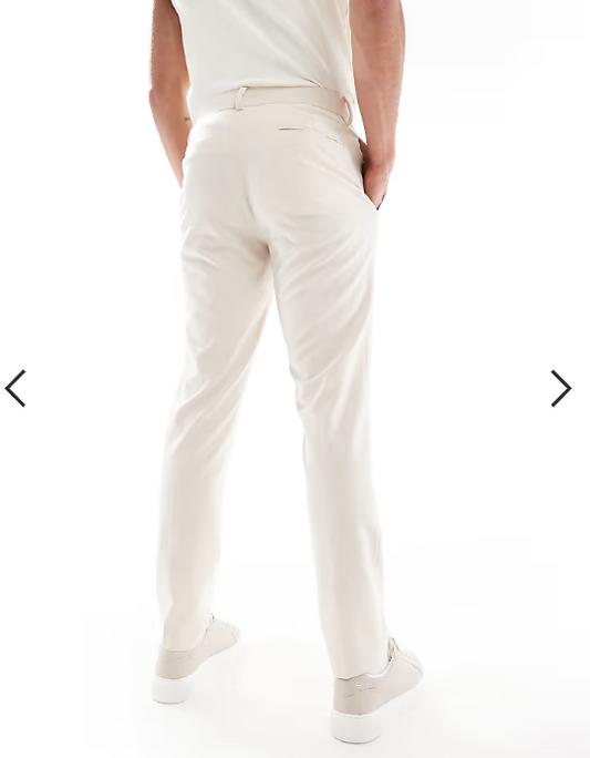 ASOS DESIGN four way stretch skinny suit trousers in stone