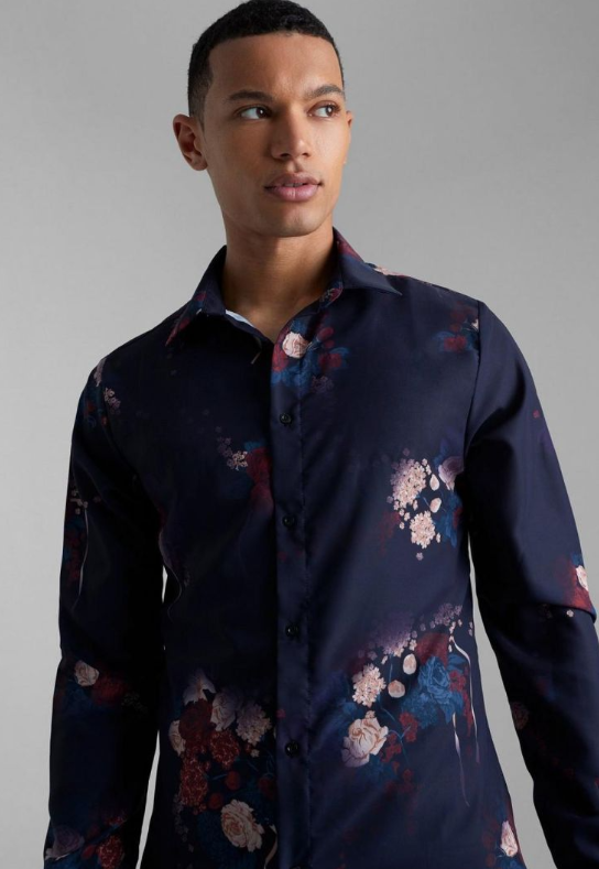 BoohooMAN Tall Long Sleeve Floral Shirt - purple