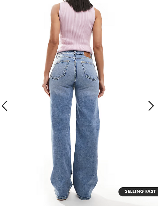 ONLY Juicy high waisted wide leg jeans in light blue denim