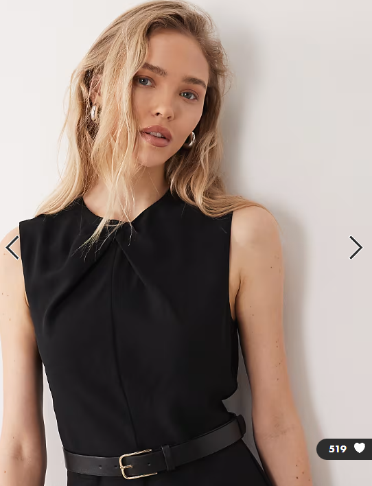 Mango high neck sleeveless jumpsuit with statement belt in black