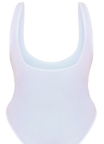 Plus White Scoop Neck Swimsuit