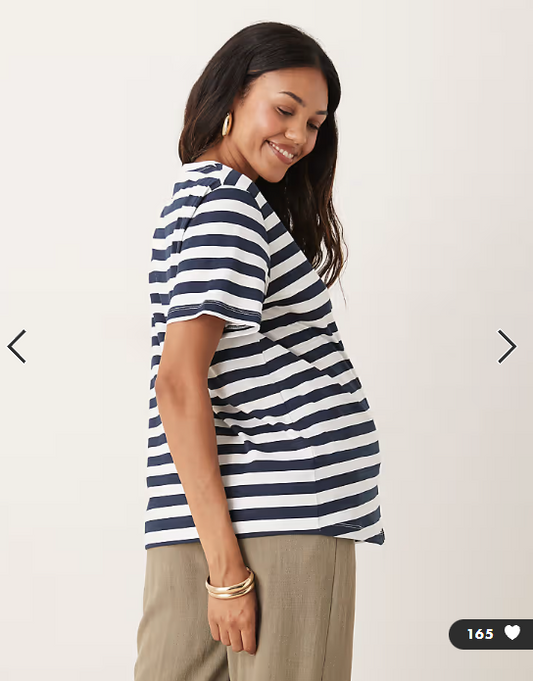 ASOS DESIGN Maternity regular fit t-shirt in navy stripe