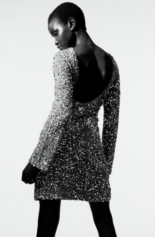 H&M - SEQUINED DEEP-BACK DRESS