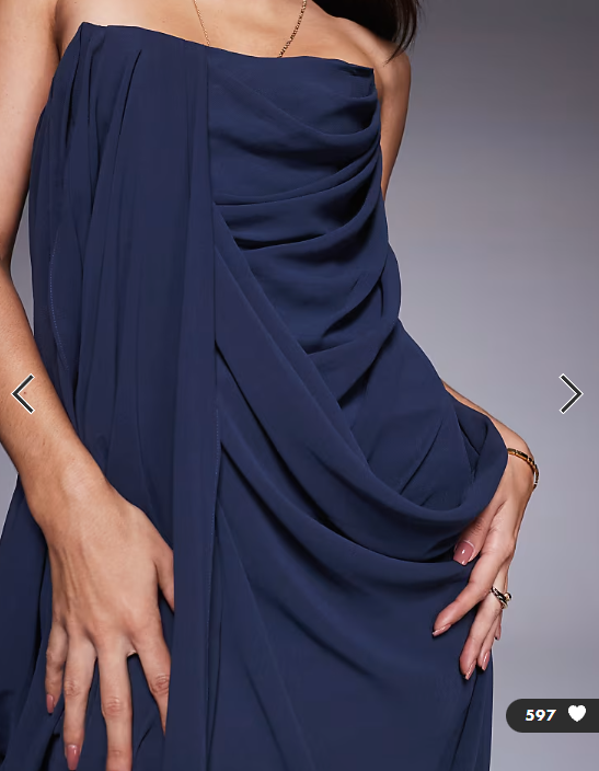 ASOS DESIGN bandeau draped midaxi dress in ink blue