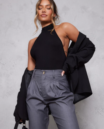 Black Soft Touch Halter Bodysuit