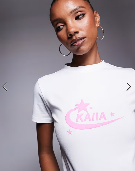 Kaiia cotton rich star logo back graphic baby tee in white and pink - part of a set
