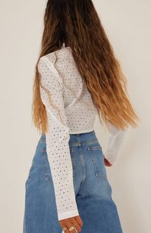 Tie Front Anglaise Blouse